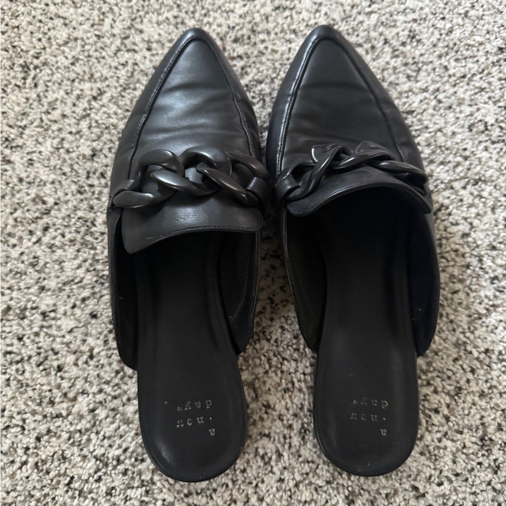 a new day Black Chain Accent Mules